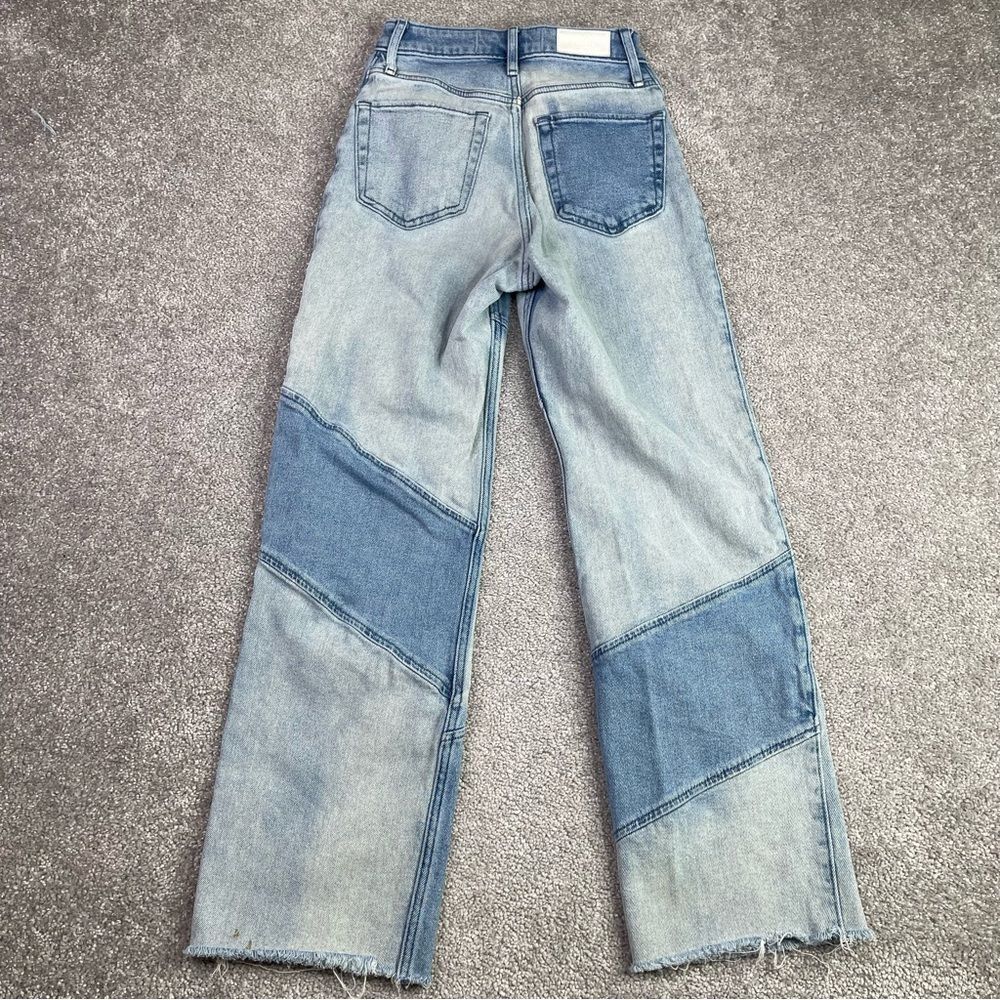 Hollister Dad Jeans Women's 23 Blue Straight Leg High Rise Two-Tone Denim - Picture 3 of 12